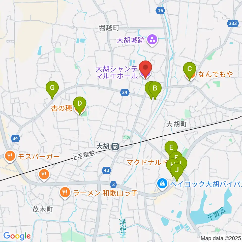 大胡シャンテ マルエホール周辺のファミレス・ファーストフード一覧地図