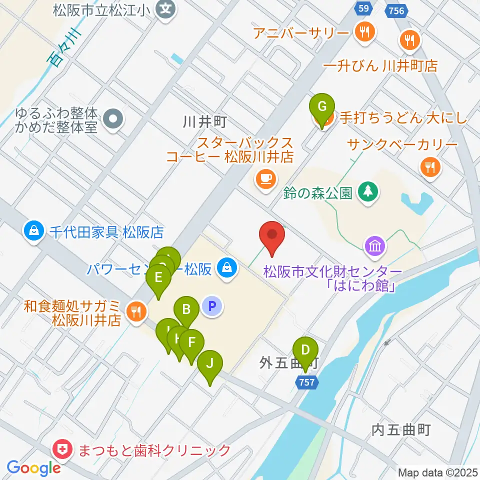 クラギ文化ホール周辺のファミレス・ファーストフード一覧地図