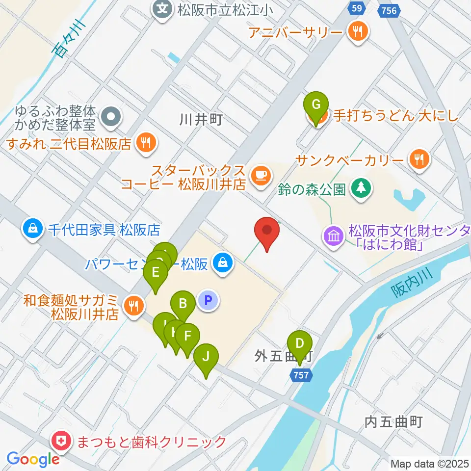 クラギ文化ホール周辺のファミレス・ファーストフード一覧地図