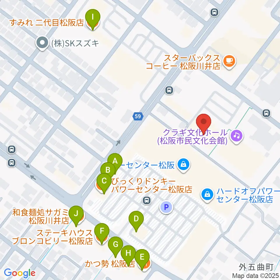 農業屋コミュニティ文化センター周辺のファミレス・ファーストフード一覧地図