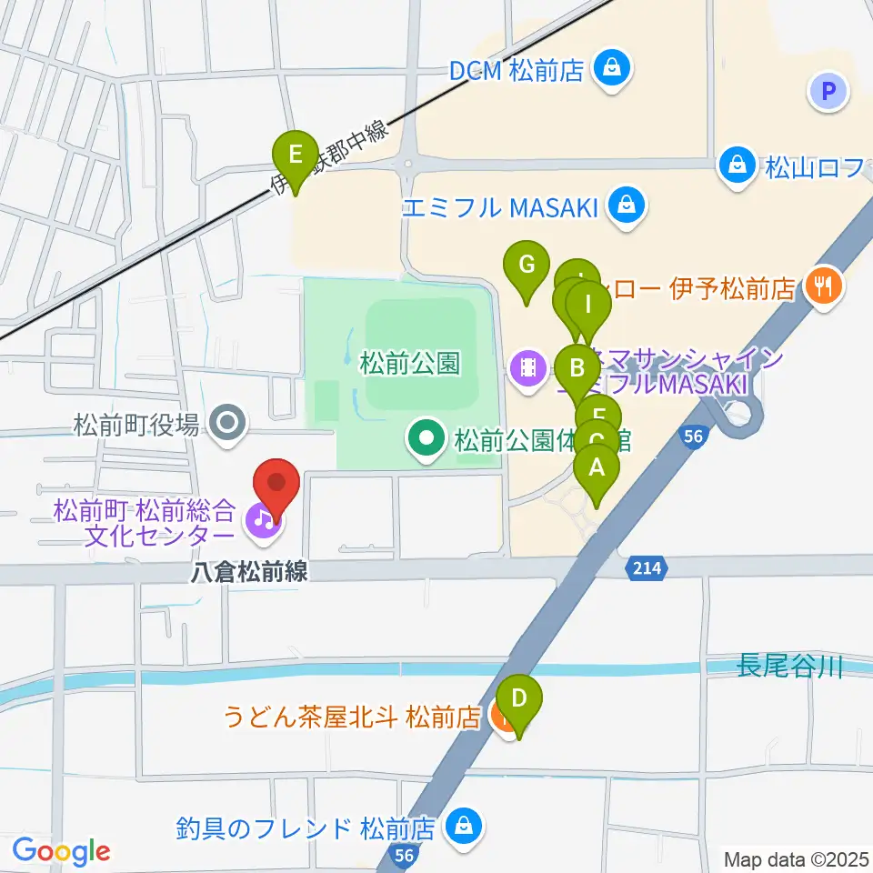 松前総合文化センター周辺のファミレス・ファーストフード一覧地図