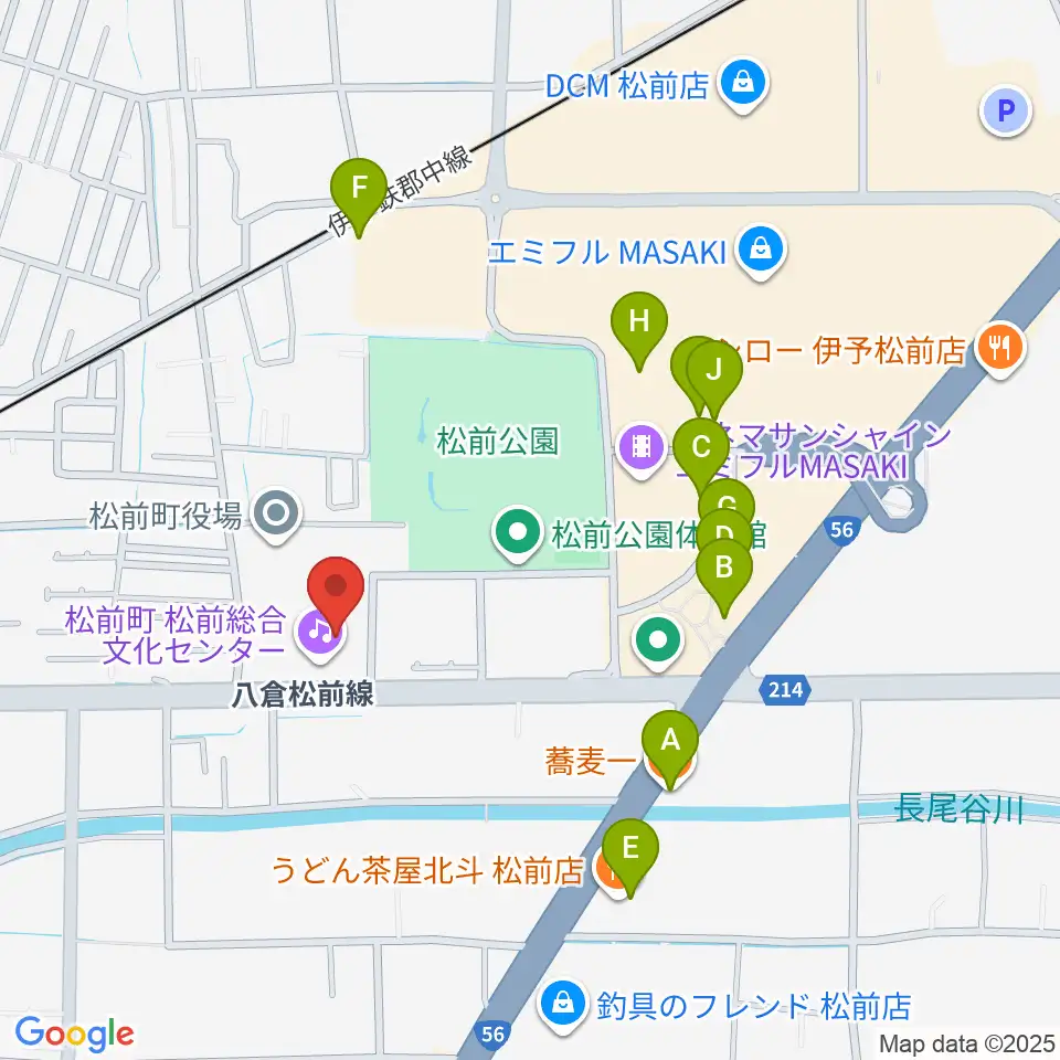 松前総合文化センター周辺のファミレス・ファーストフード一覧地図