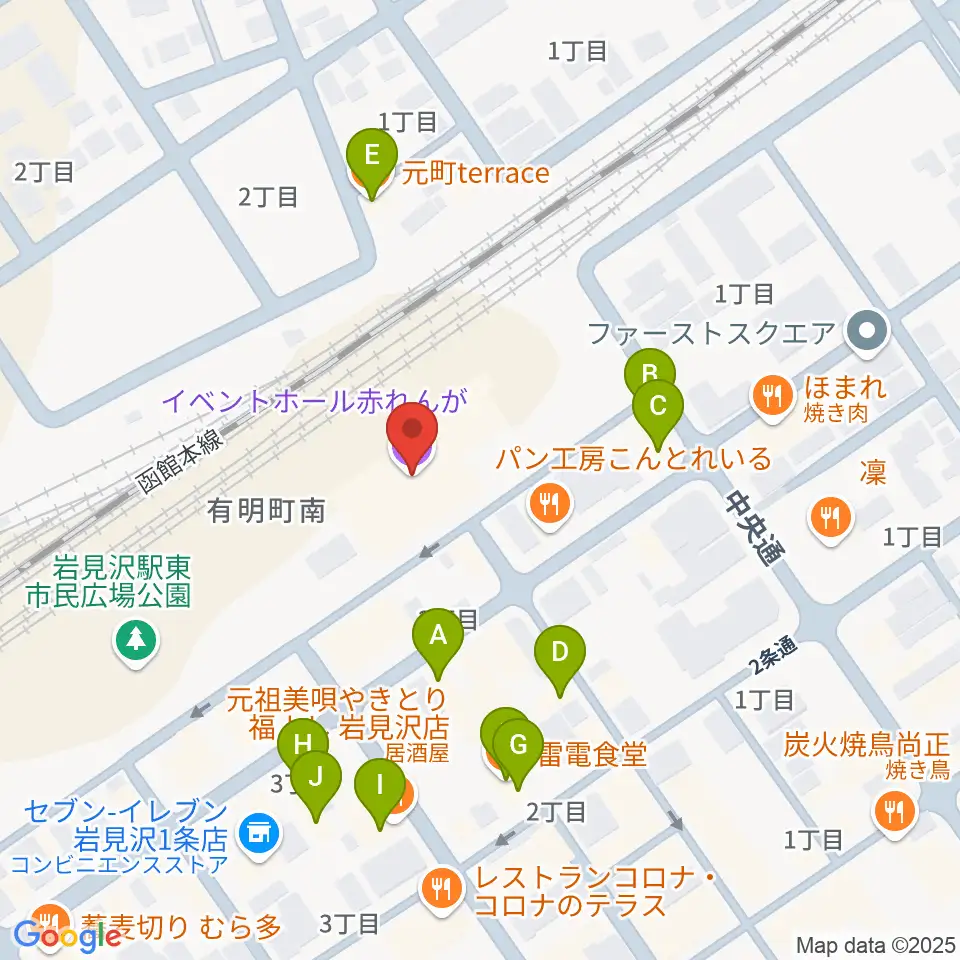 イベントホール赤れんが周辺のファミレス・ファーストフード一覧地図