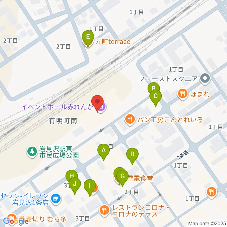 イベントホール赤れんが周辺のファミレス・ファーストフード一覧地図