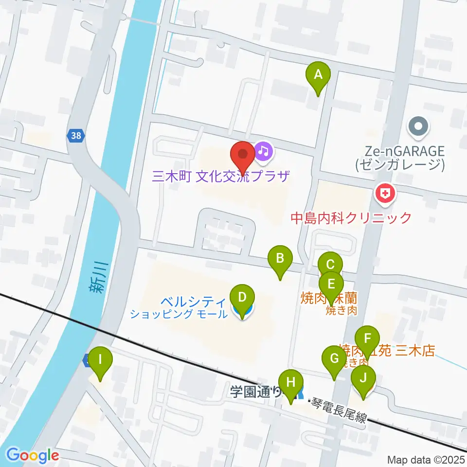 三木町文化交流プラザ周辺のファミレス・ファーストフード一覧地図
