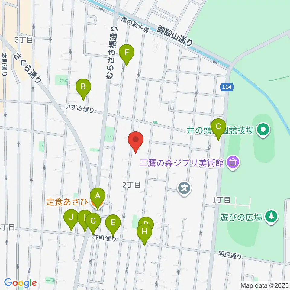 みたか井心亭周辺のファミレス・ファーストフード一覧地図