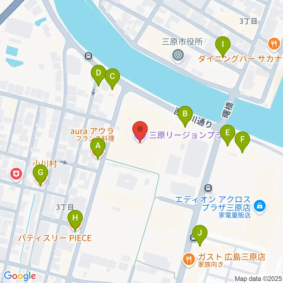 三原リージョンプラザ周辺のファミレス・ファーストフード一覧地図