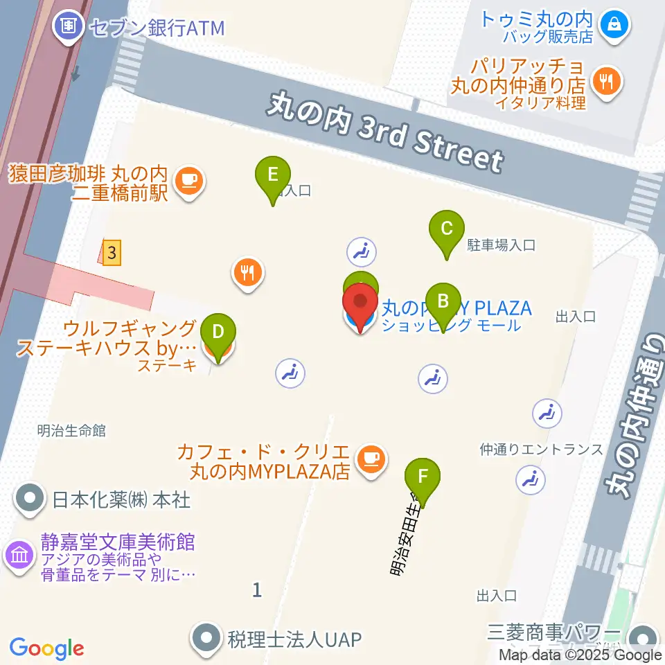 丸の内MY PLAZAホール周辺のファミレス・ファーストフード一覧地図