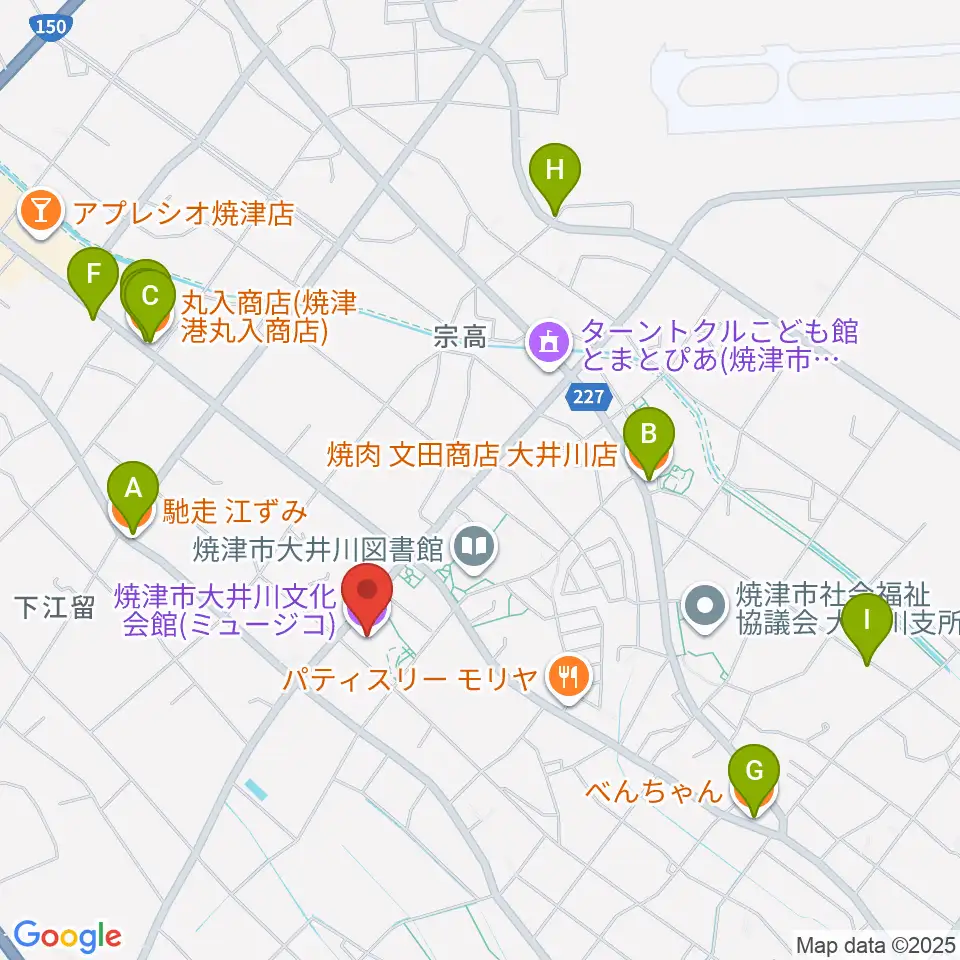 大井川文化会館ミュージコ周辺のファミレス・ファーストフード一覧地図