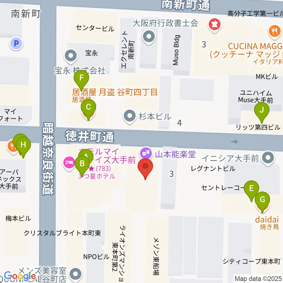 山本能楽堂周辺のファミレス・ファーストフード一覧地図
