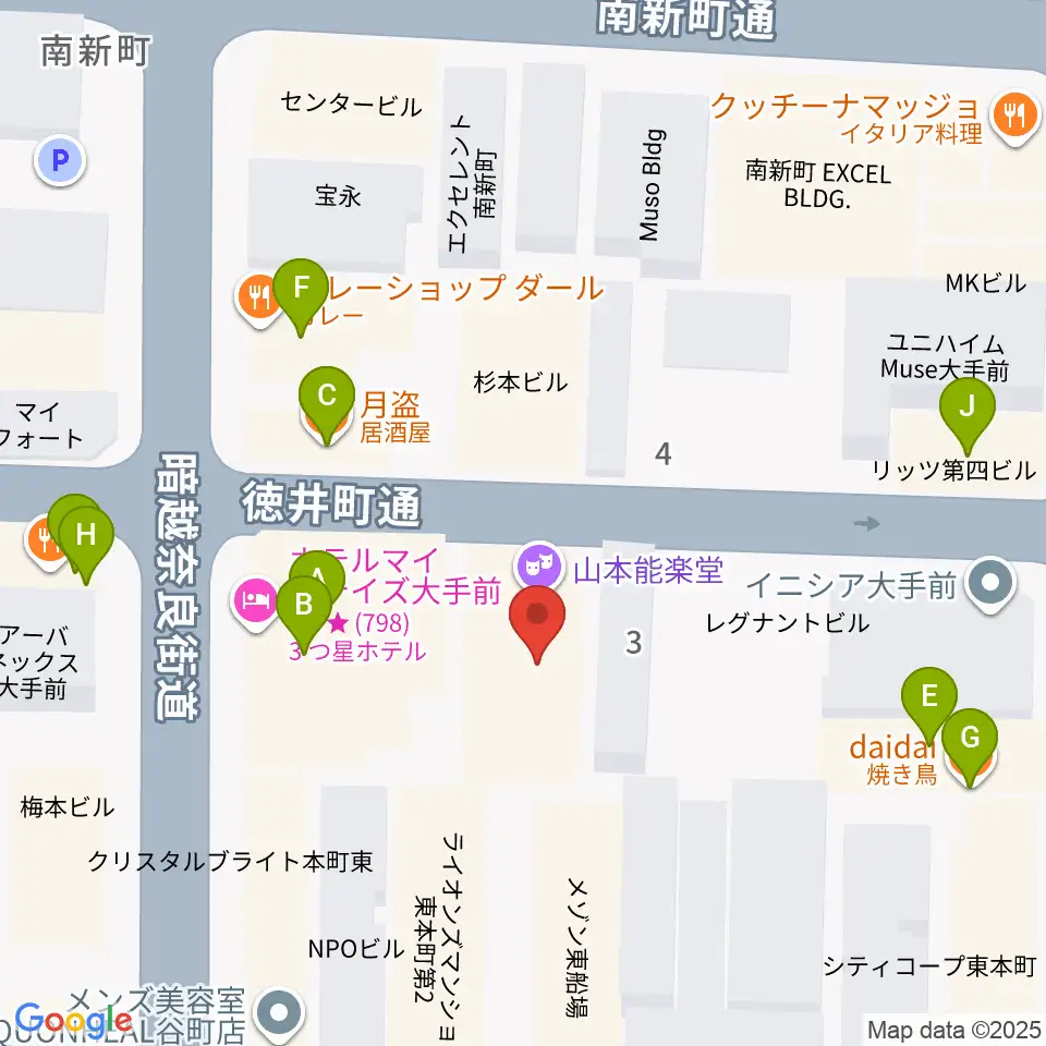 山本能楽堂周辺のファミレス・ファーストフード一覧地図