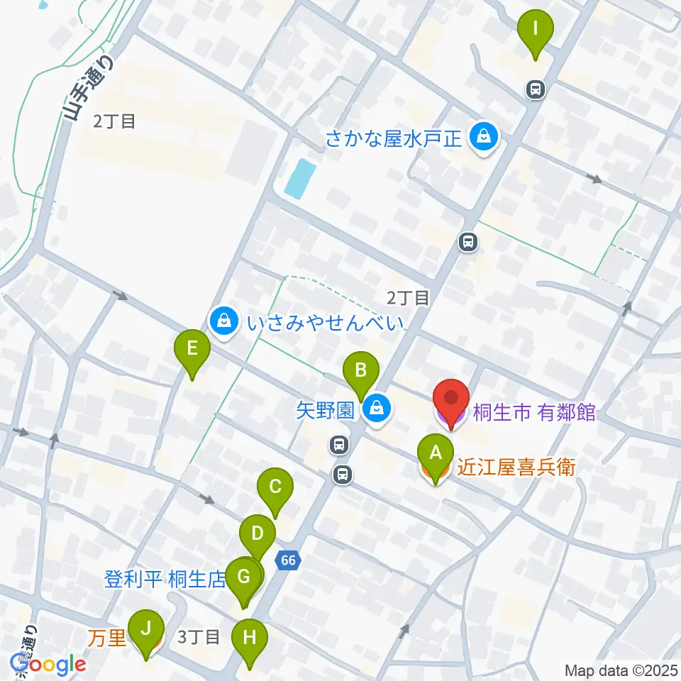 有鄰館周辺のファミレス・ファーストフード一覧地図