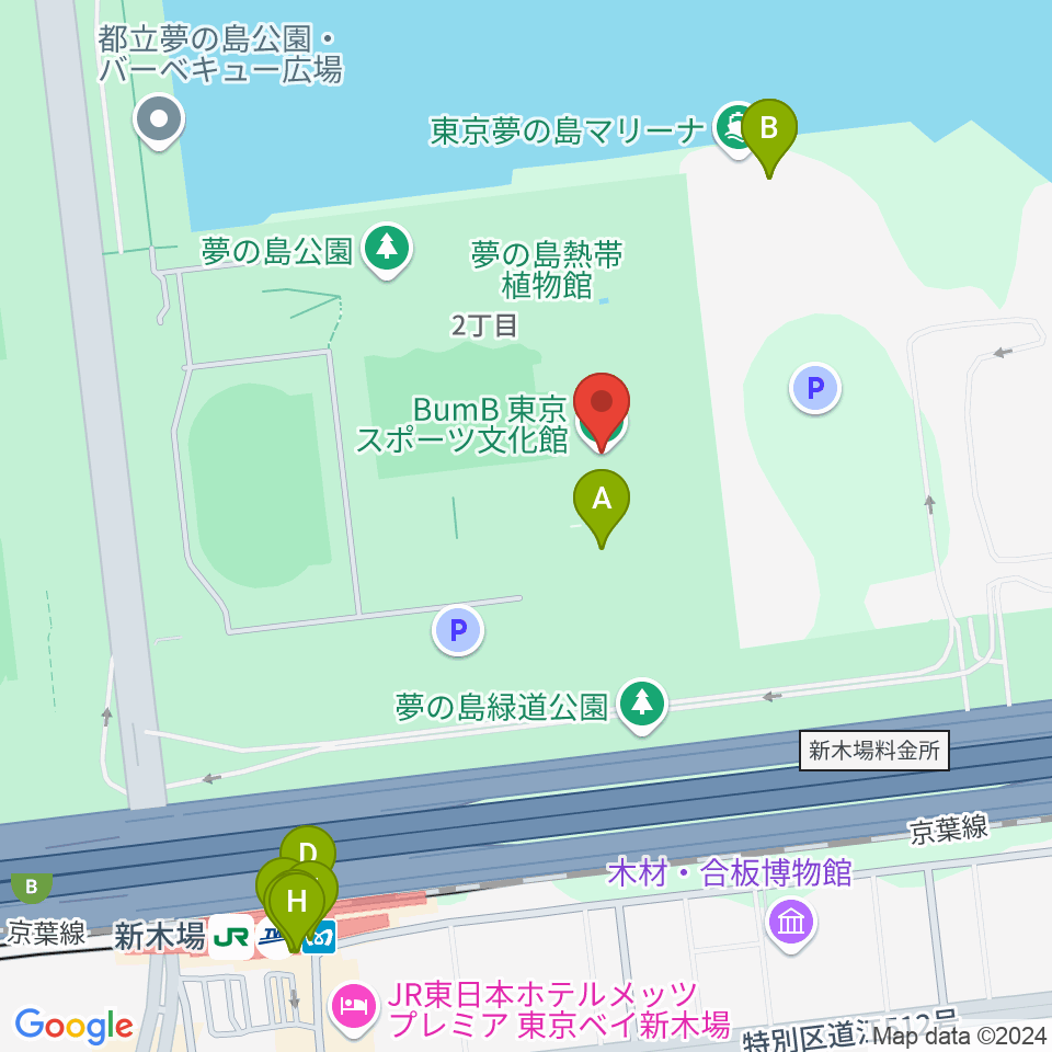 東京スポーツ文化館 ミュージックスタジオ周辺のファミレス・ファーストフード一覧地図