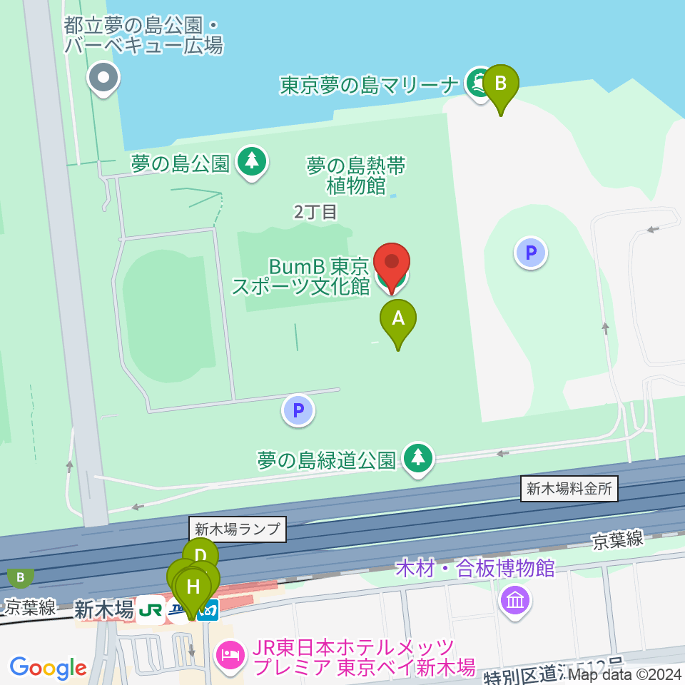 東京スポーツ文化館 ミュージックスタジオ周辺のファミレス・ファーストフード一覧地図