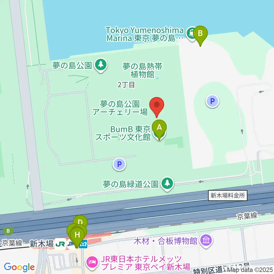 東京スポーツ文化館 ミュージックスタジオ周辺のファミレス・ファーストフード一覧地図