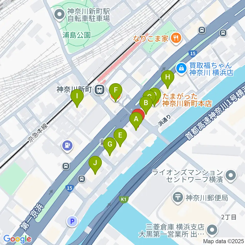 横浜ベイサイドスタジオ周辺のファミレス・ファーストフード一覧地図