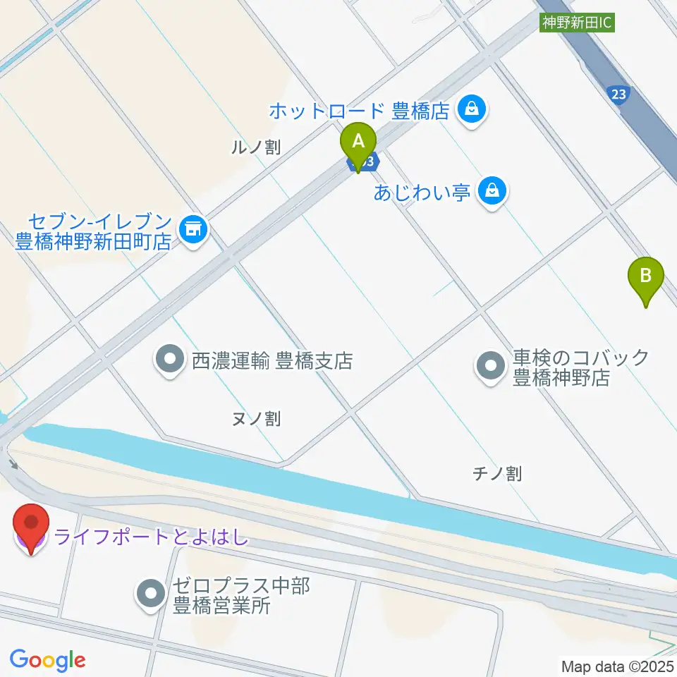 ライフポートとよはし周辺のファミレス・ファーストフード一覧地図