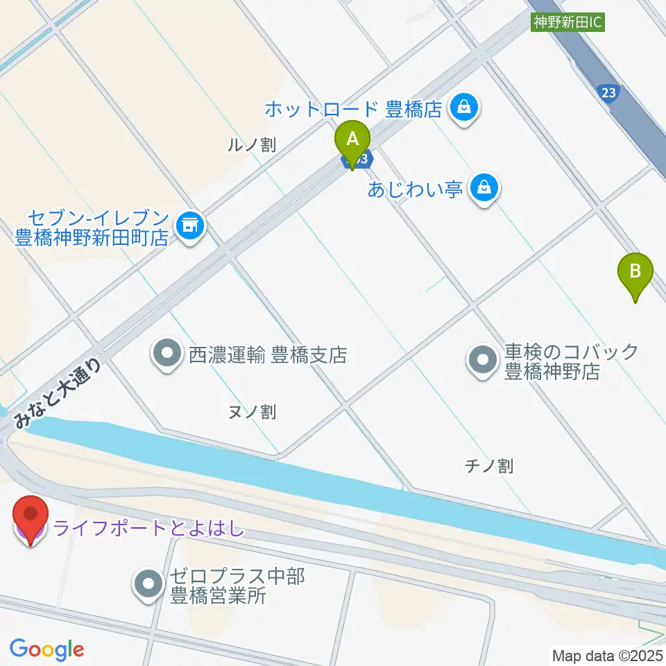 ライフポートとよはし周辺のファミレス・ファーストフード一覧地図
