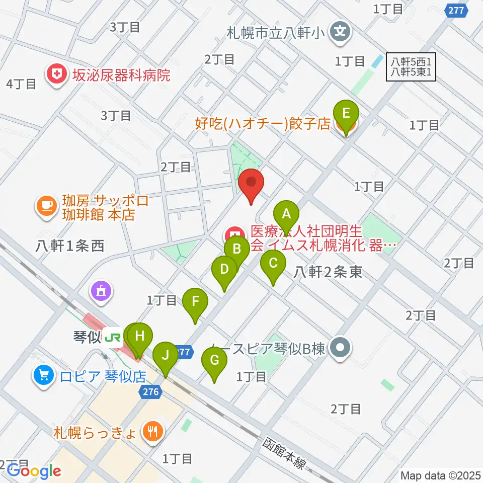レッドベリースタジオ周辺のファミレス・ファーストフード一覧地図