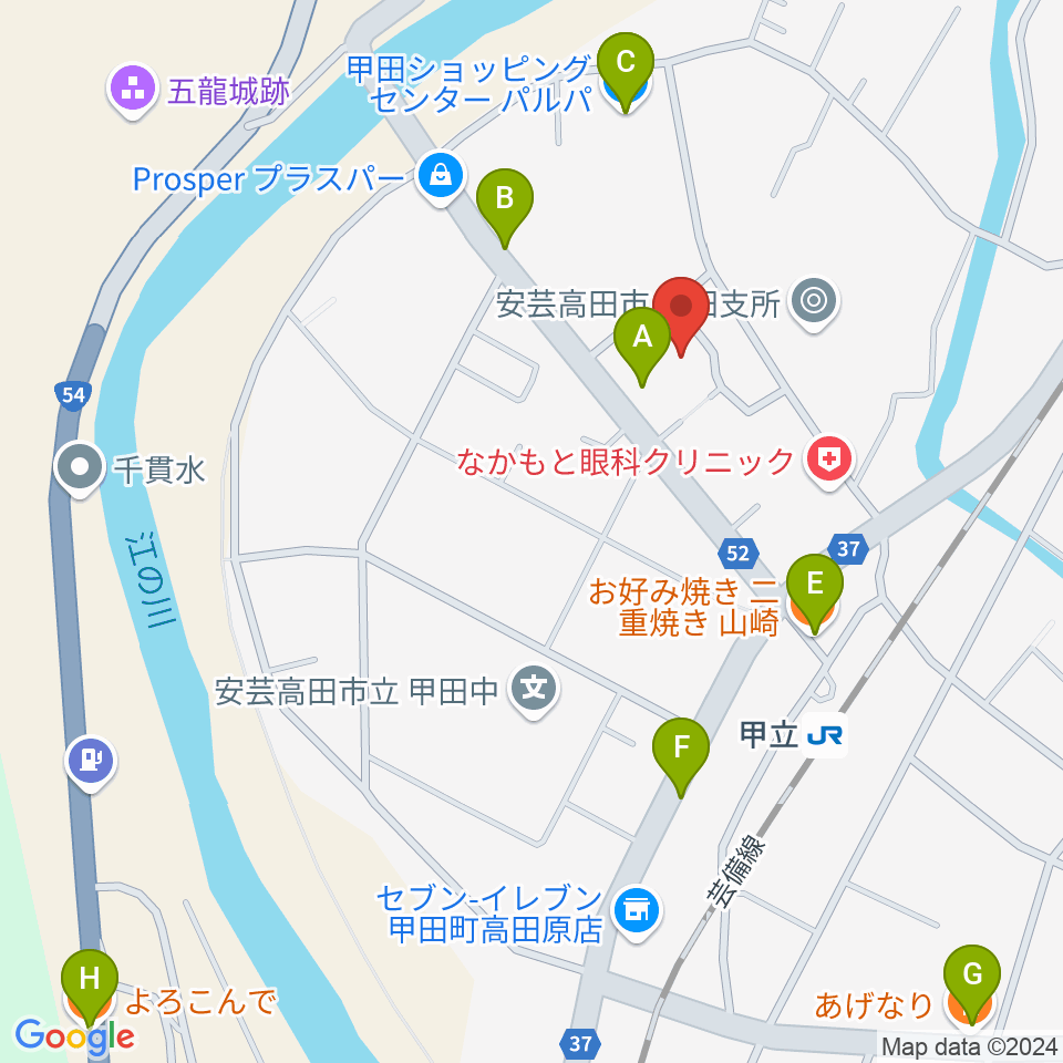 甲田文化センター ミューズ周辺のファミレス・ファーストフード一覧地図