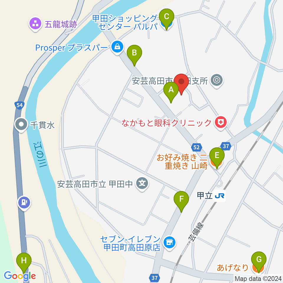 甲田文化センター ミューズ周辺のファミレス・ファーストフード一覧地図