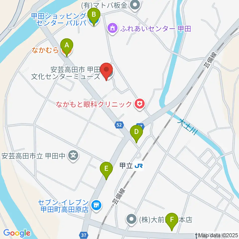 甲田文化センター ミューズ周辺のファミレス・ファーストフード一覧地図