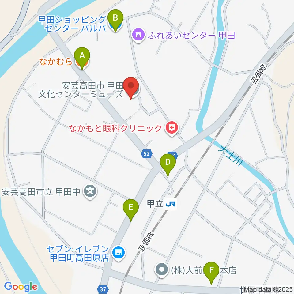 甲田文化センター ミューズ周辺のファミレス・ファーストフード一覧地図