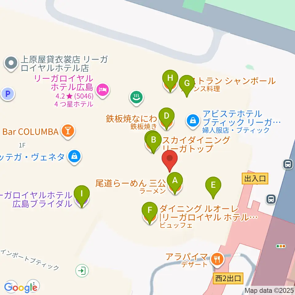NTTクレドホール周辺のファミレス・ファーストフード一覧地図