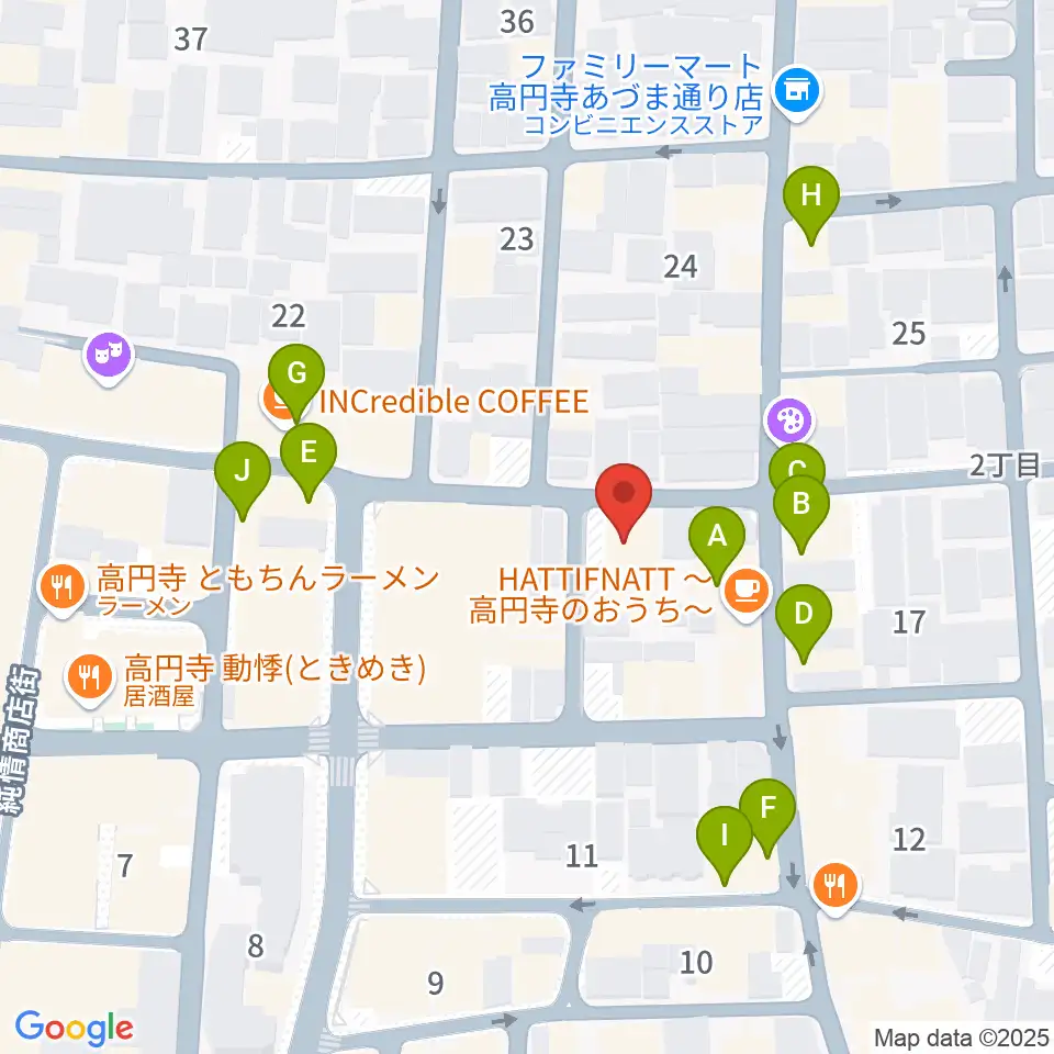 高円寺スタジオ・コヤーマ周辺のファミレス・ファーストフード一覧地図