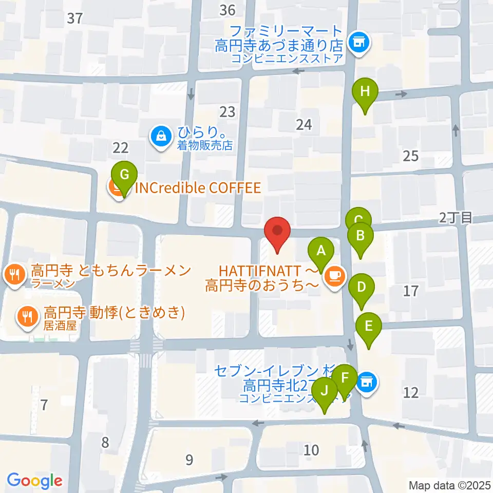 高円寺スタジオ・コヤーマ周辺のファミレス・ファーストフード一覧地図