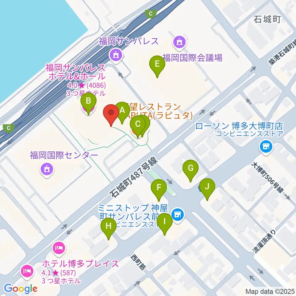 湾岸劇場 博多扇貝周辺のファミレス・ファーストフード一覧地図