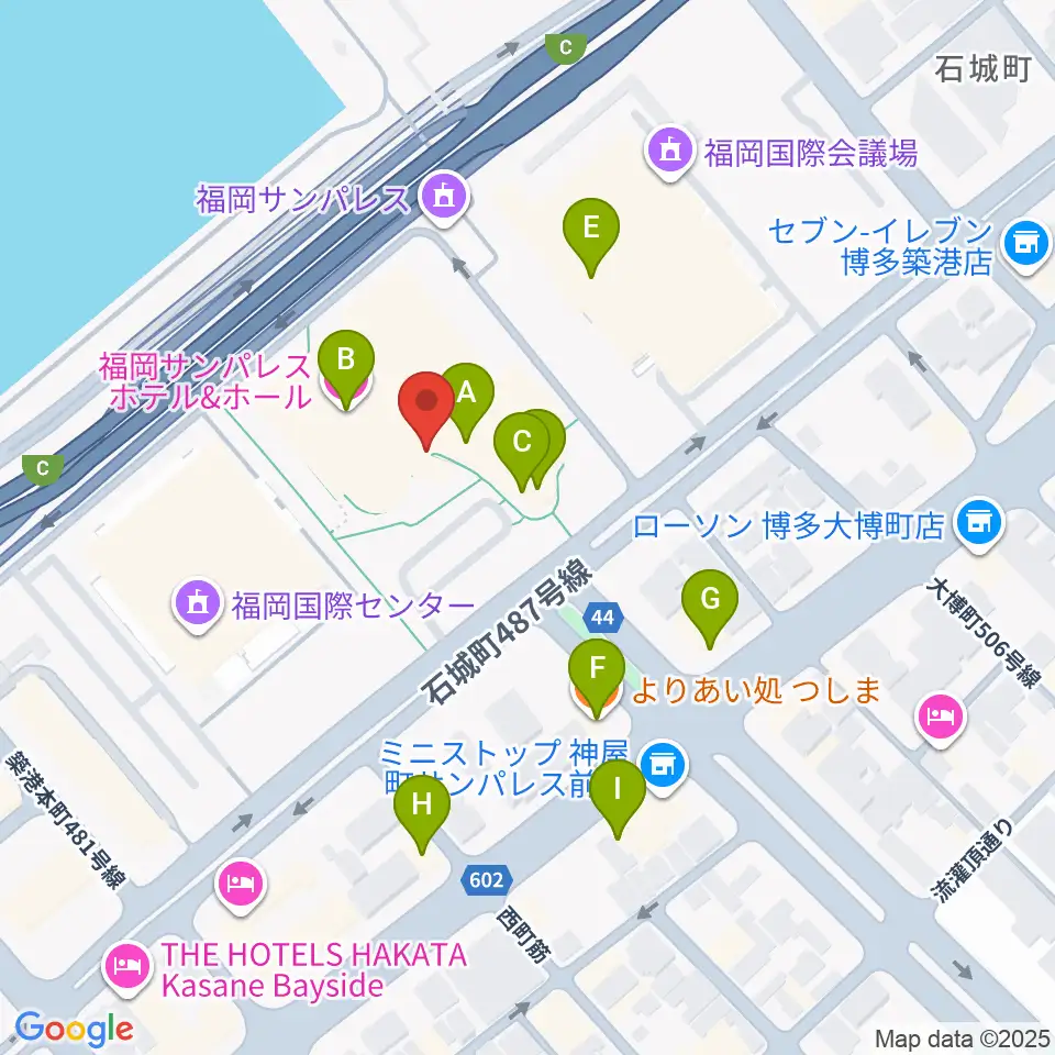 湾岸劇場 博多扇貝周辺のファミレス・ファーストフード一覧地図