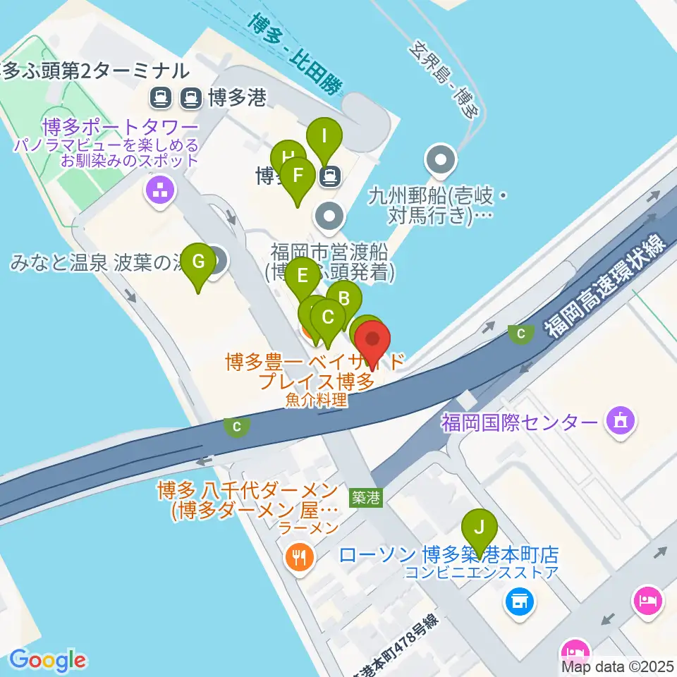 ベイサイドライブホール周辺のファミレス・ファーストフード一覧地図