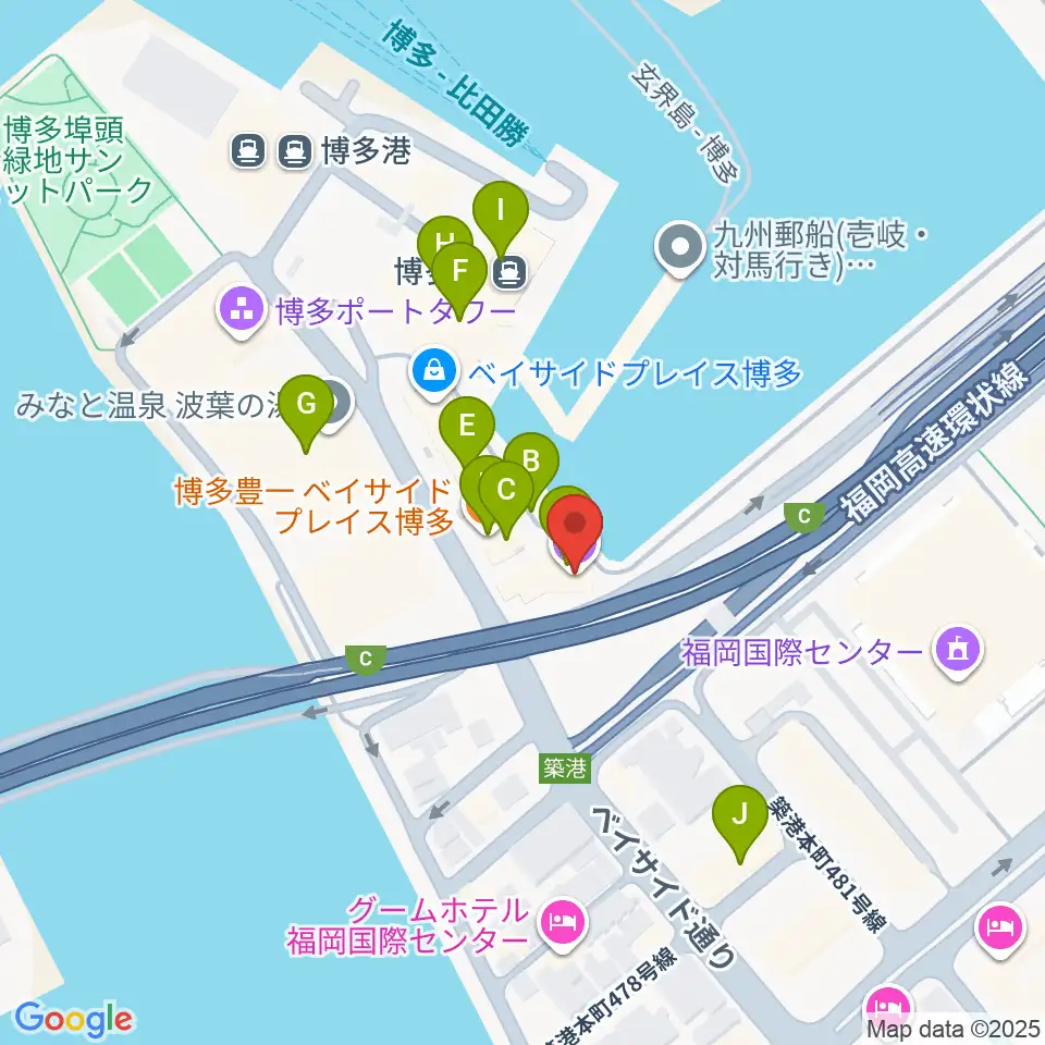 ベイサイドライブホール周辺のファミレス・ファーストフード一覧地図