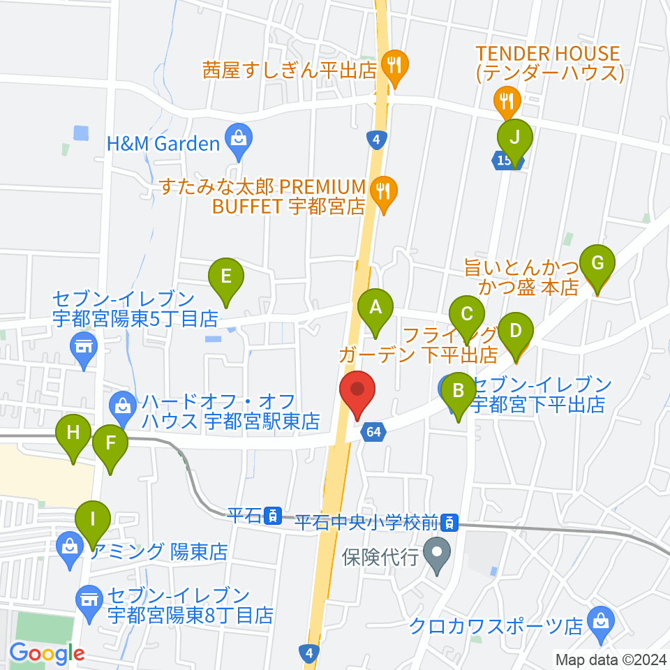 ハードロックハウス・LIP'S SOUND周辺のファミレス・ファーストフード一覧地図