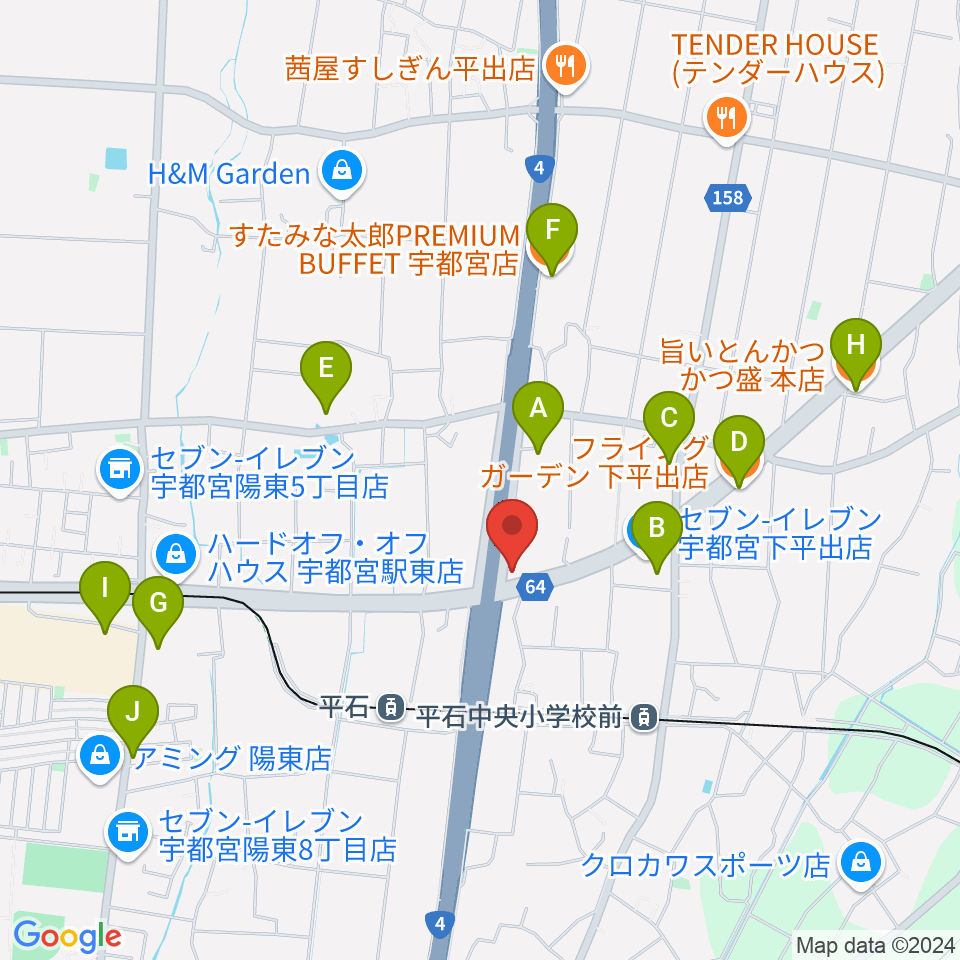 ハードロックハウス・LIP'S SOUND周辺のファミレス・ファーストフード一覧地図