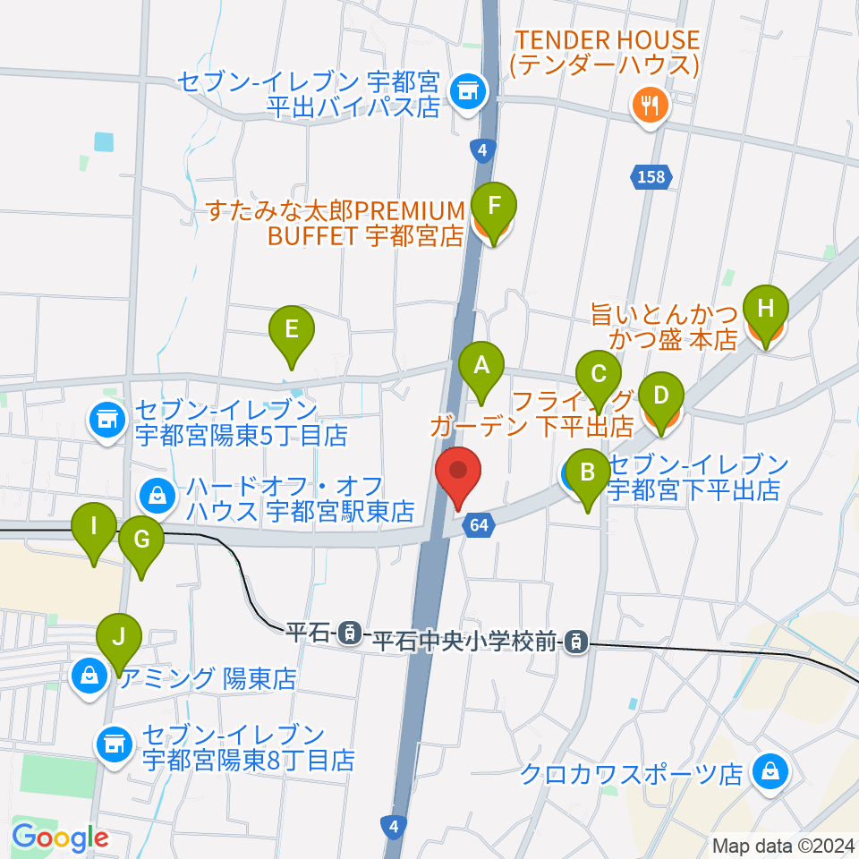 ハードロックハウス・LIP'S SOUND周辺のファミレス・ファーストフード一覧地図