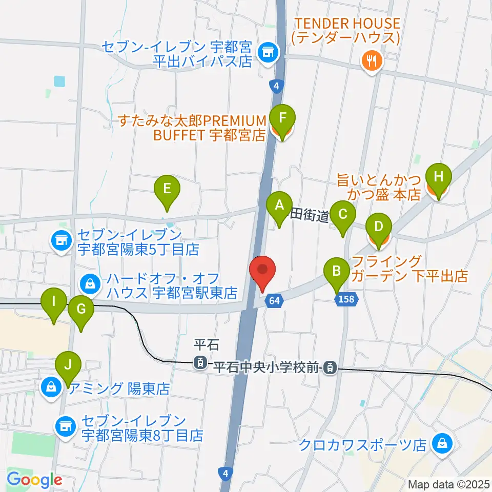 ハードロックハウス・LIP'S SOUND周辺のファミレス・ファーストフード一覧地図