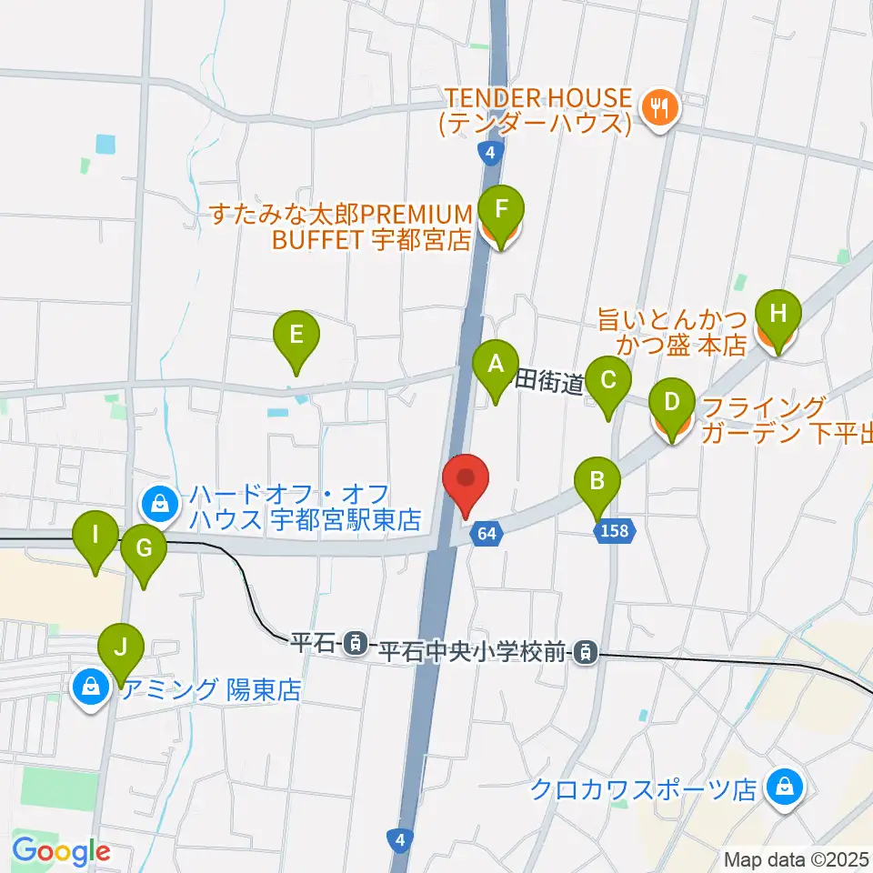 ハードロックハウス・LIP'S SOUND周辺のファミレス・ファーストフード一覧地図