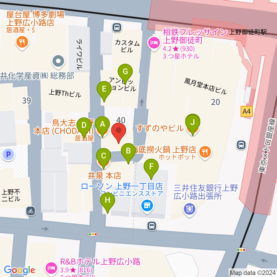 御徒町JAM SESSION周辺のファミレス・ファーストフード一覧地図