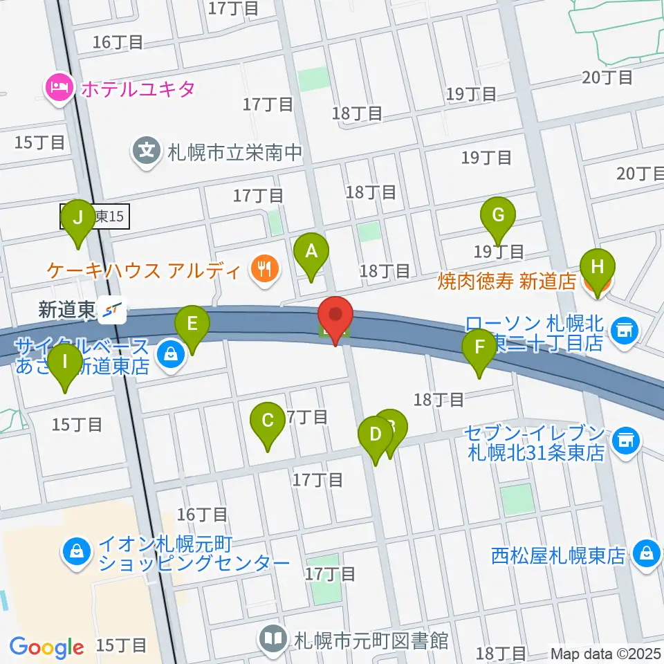 札幌SOLID周辺のファミレス・ファーストフード一覧地図