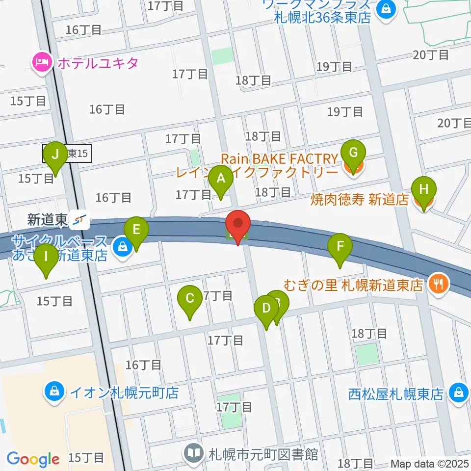 札幌SOLID周辺のファミレス・ファーストフード一覧地図