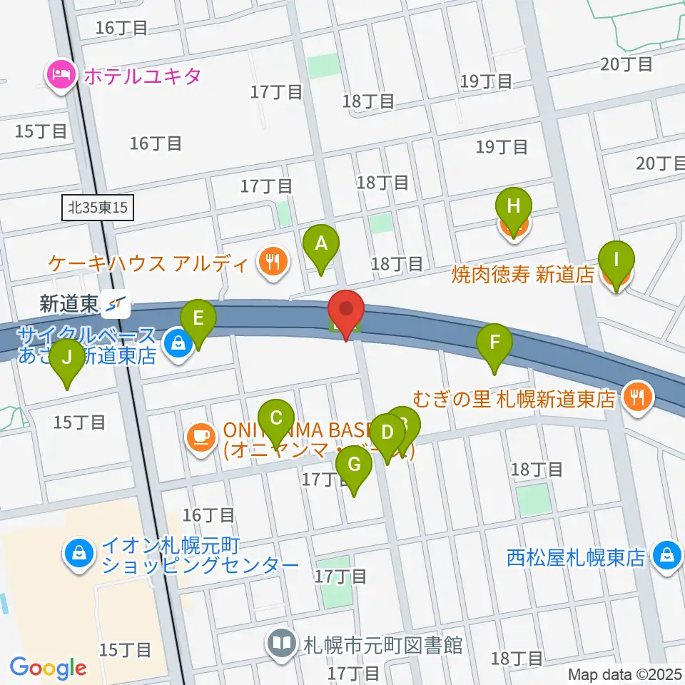 札幌SOLID周辺のファミレス・ファーストフード一覧地図