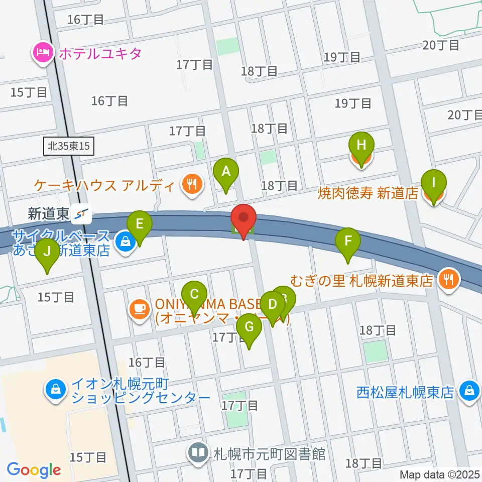 札幌SOLID周辺のファミレス・ファーストフード一覧地図