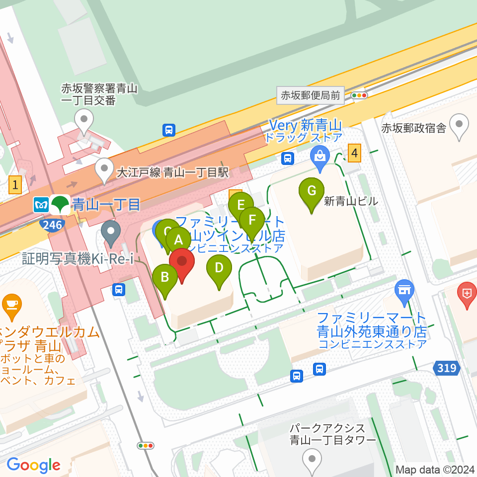 NHK文化センター 青山教室周辺のファミレス・ファーストフード一覧地図