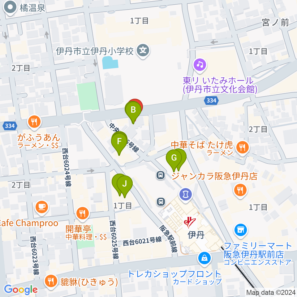 伊丹ALWAYS周辺のファミレス・ファーストフード一覧地図