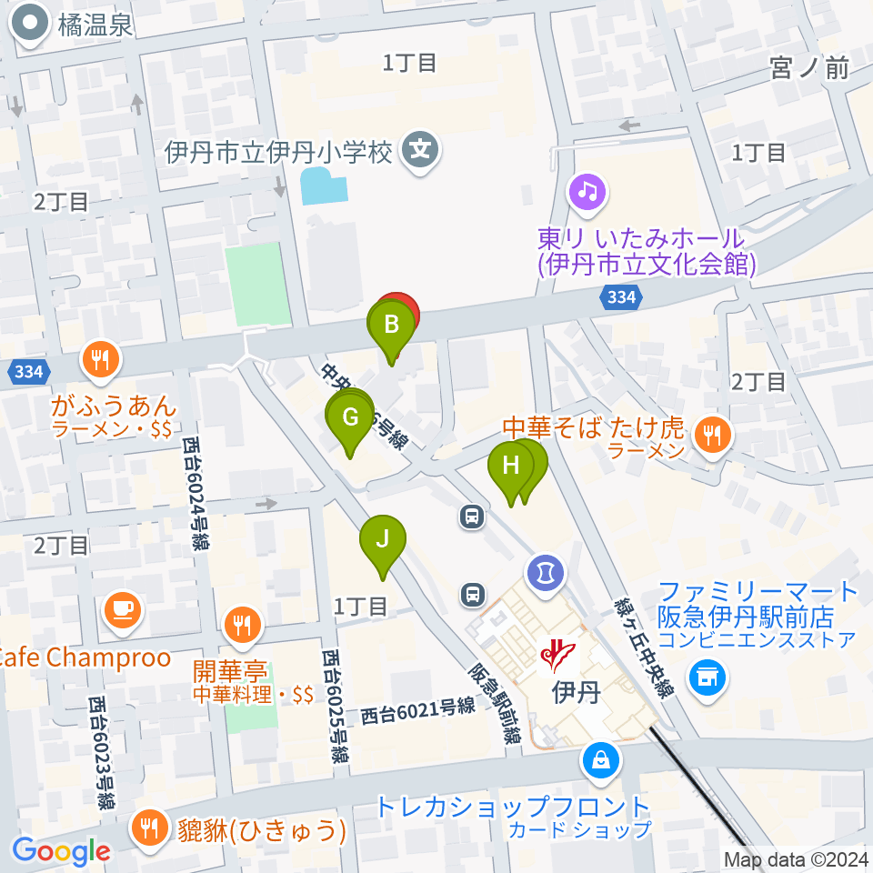 伊丹ALWAYS周辺のファミレス・ファーストフード一覧地図