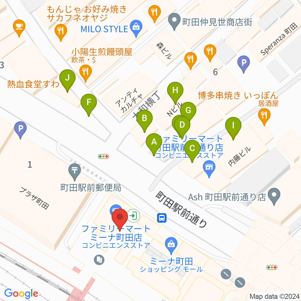 NHK文化センター町田教室周辺のファミレス・ファーストフード一覧地図