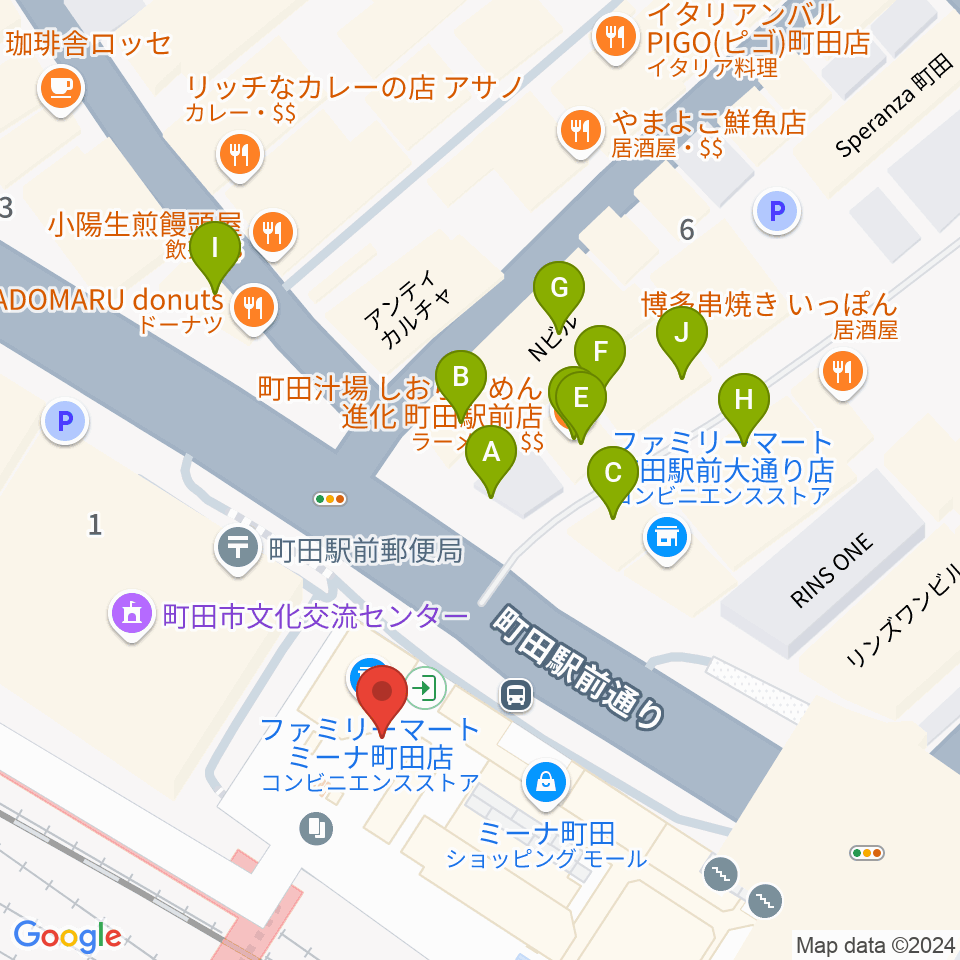 NHK文化センター町田教室周辺のファミレス・ファーストフード一覧地図