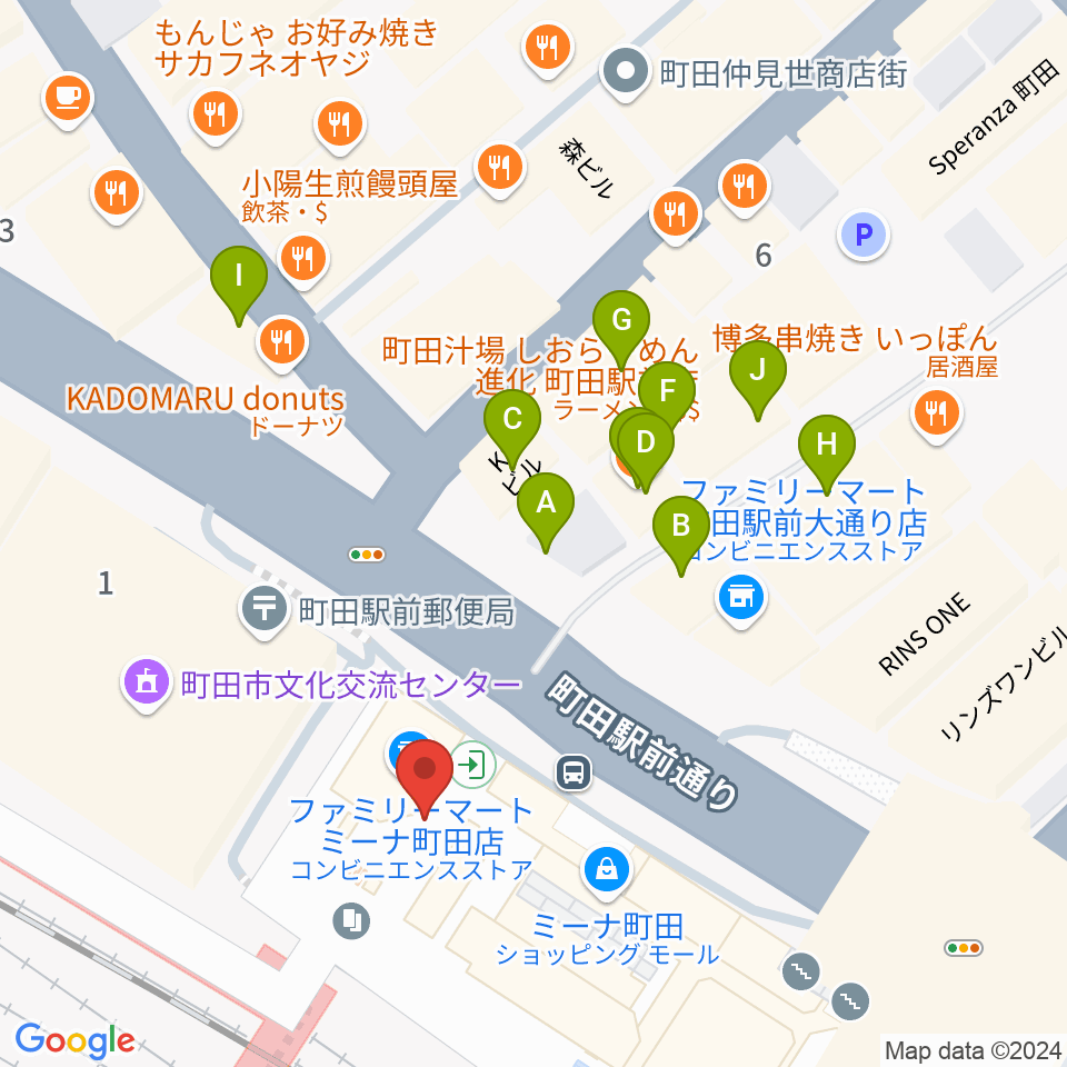 NHK文化センター町田教室周辺のファミレス・ファーストフード一覧地図